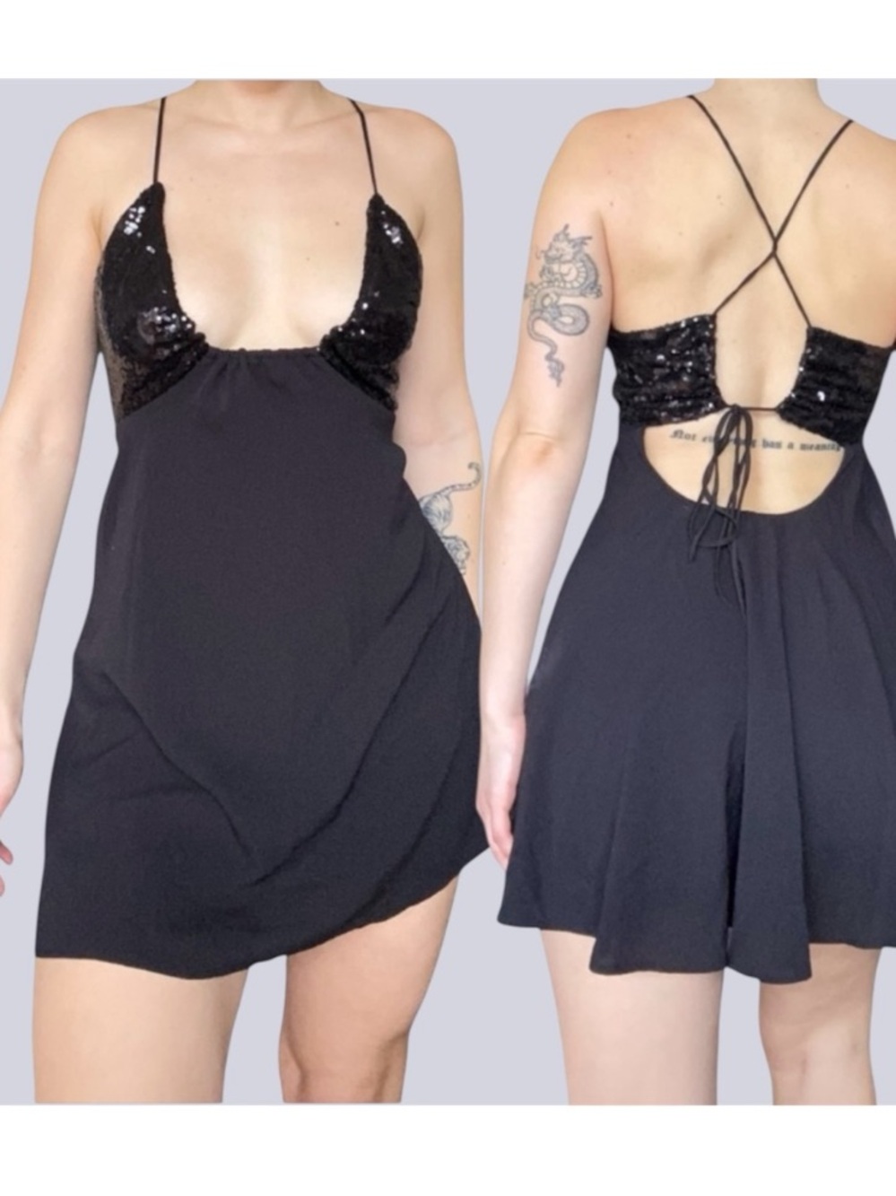 Lucy in the Sky Black Sequin Back-Tie Mini Dress